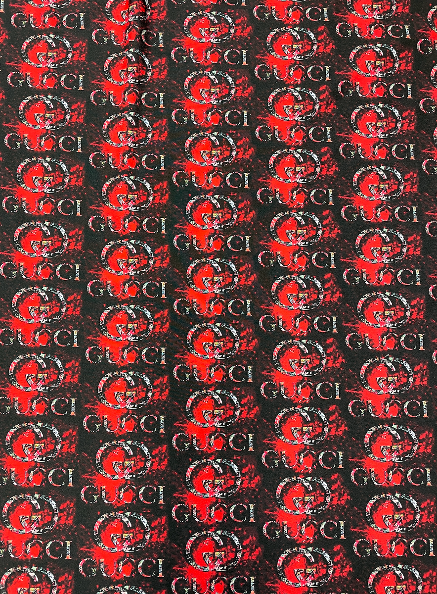 Black and Red Gucci Print designerfabricscenter