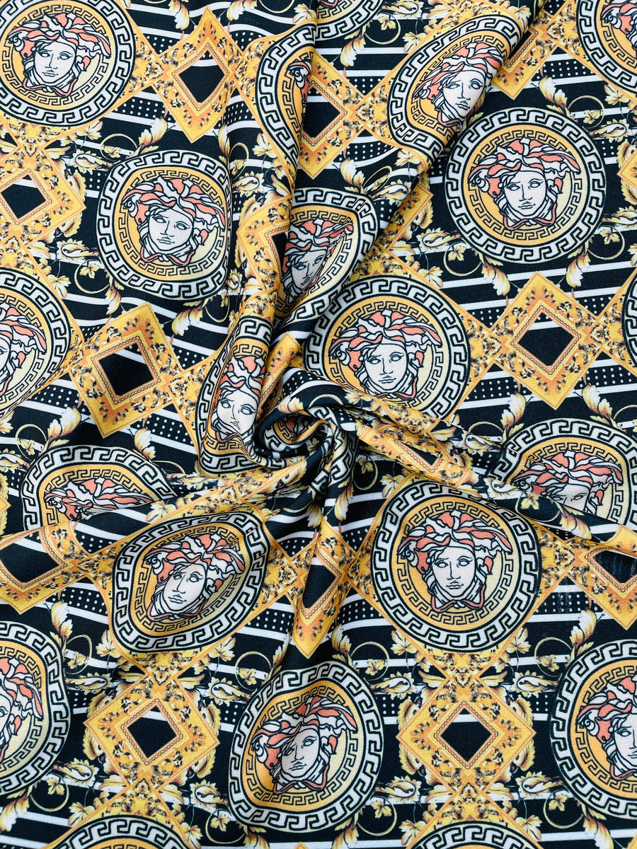 Versace Gold and Black Medallions designerfabricscenter