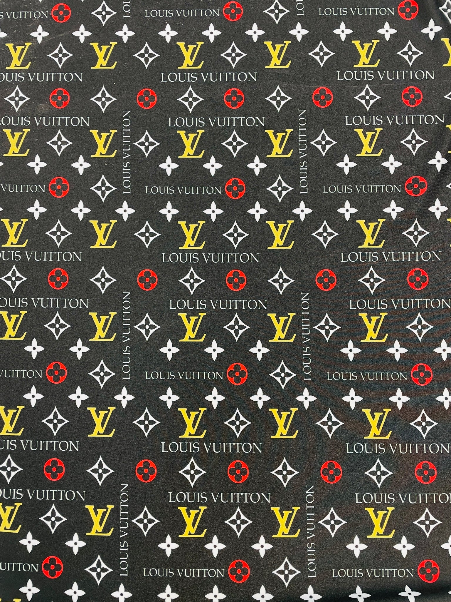 Louis Vuitton with Yellow and Red Logo Design – designerfabricscenter