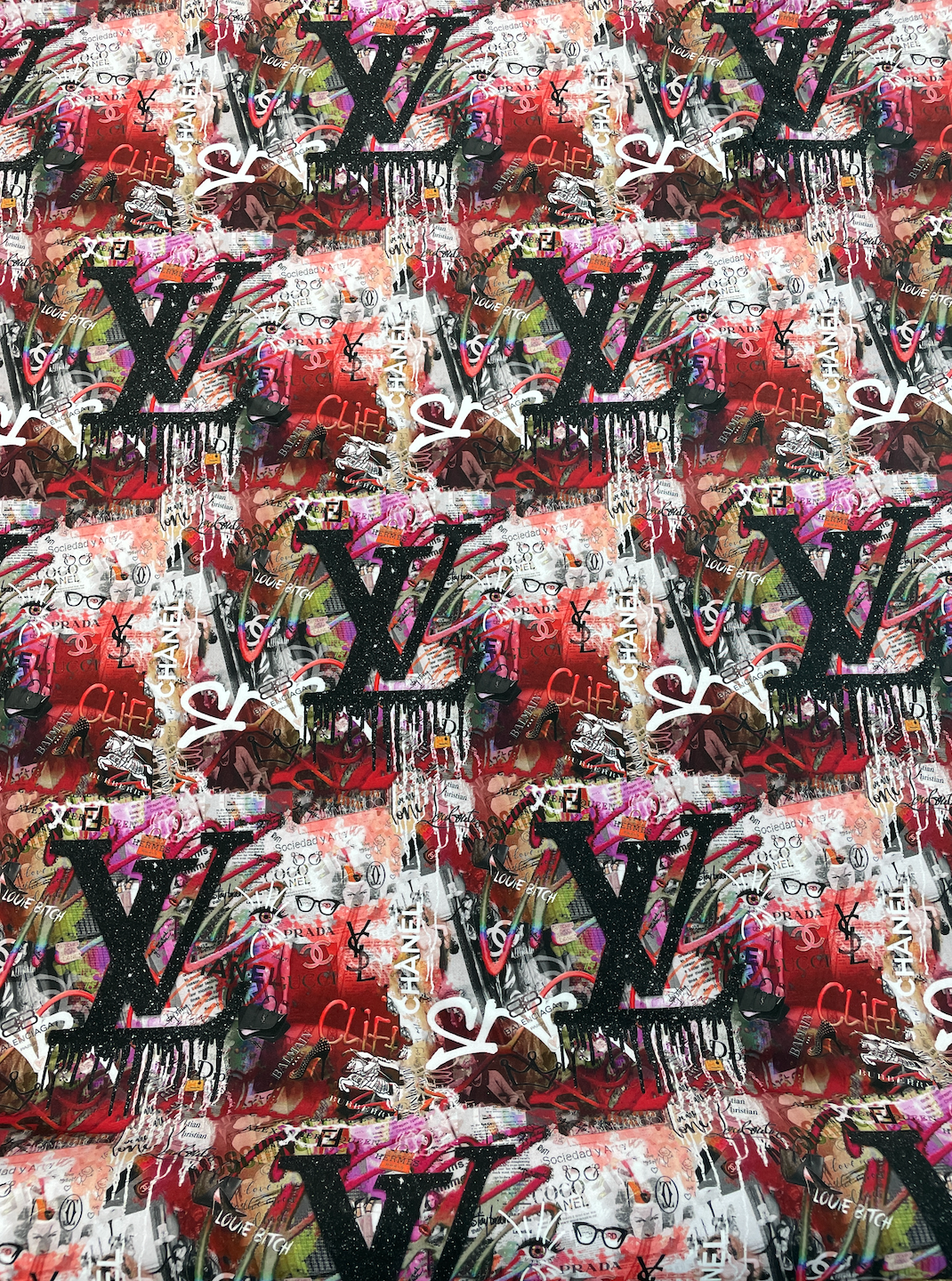 Louis Vuitton Spray Paint Collage Spandex – designerfabricscenter