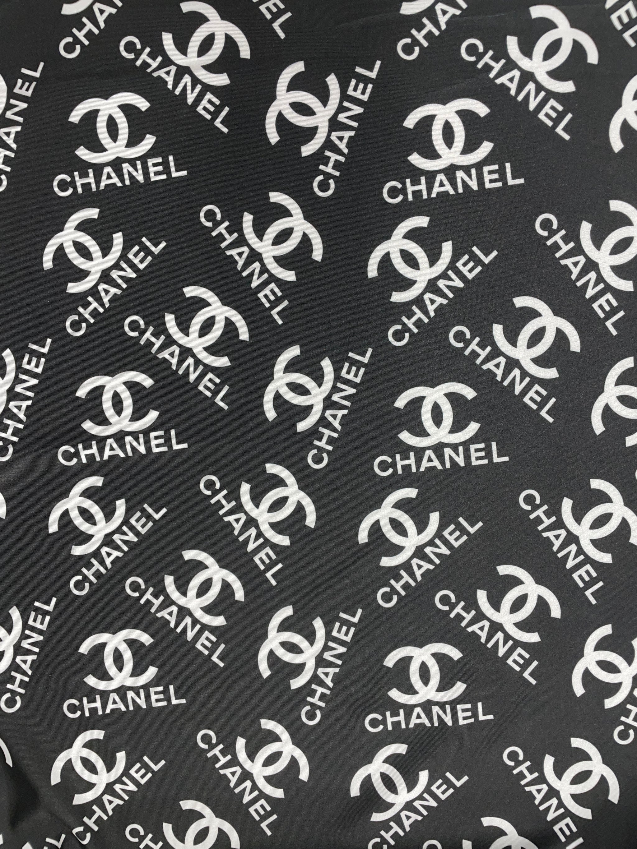 Chanel Design Logo Print on Solid Color Spandex – designerfabricscenter