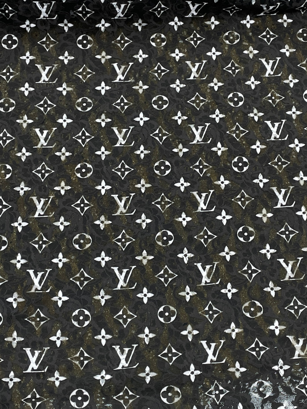 Louis Vuitton Stretch Lace Logo Design – designerfabricscenter